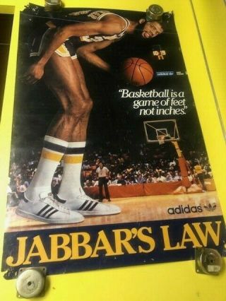 Vintage Kareem Abdul Jabbar,  Jabbars Law Poster 24x34 In.  Adidas 1980 
