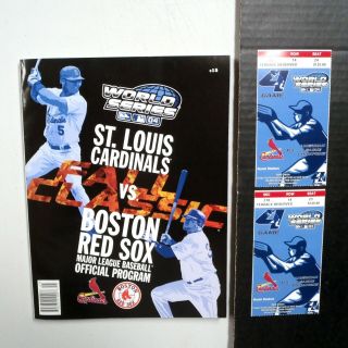 2004 World Series - St Louis Cardinals Vs Boston Red Sox Program & Ticket Stubs