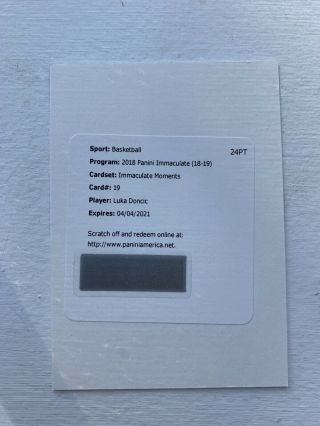 2018 - 19 Immaculate Moments Luka Doncic Auto /99 Acetate Rc Redemption Mavs Roy