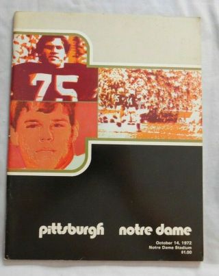 1972 Notre Dame Vs Pittsburgh College Football Program 10/14/72