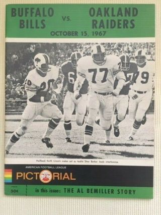 1967 Oakland Raiders - Buffalo Bills Game Day Program