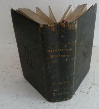Vintage Book 1877 Breviarium Romanum Leather Latin Liturgical Rites Catholic 2