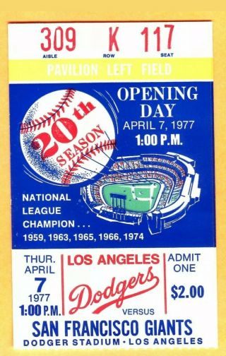Tommy Lasorda Mgr Debut - 4/7/77 - Dodgers Opening Day