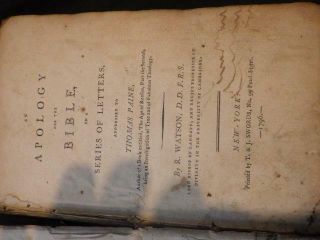 1796 Apology For The Bible In A Series Of Letters Book Watson Religion Religious