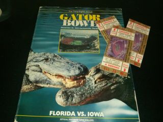 1983 Gator Bowl - Iowa Hawkeyes Vs.  Florida Gators Program & 3 Tickets