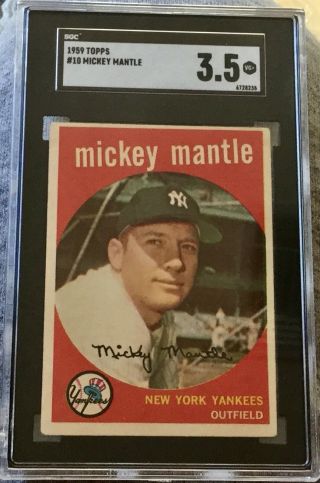 1959 Topps 10 Mickey Mantle (hof) N.  Y.  Yankees - Sgc 3.  5 Vg,  Sharp Corners