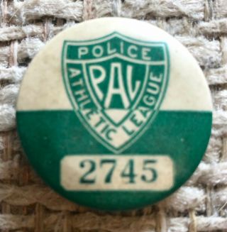 Vintage 1940s Police Athletic League Pinback Button Pin Id 2745