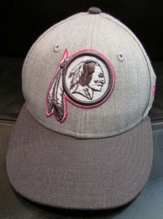 Nfl Washington Redskins Gray Hat Cap W/ Pink Breast Cancer Ribbon Era 7 1/8