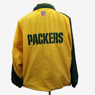 Reebok Nfl Mens Xl Green Bay Packers Jacket Full Zip Windbreaker Green Yellow