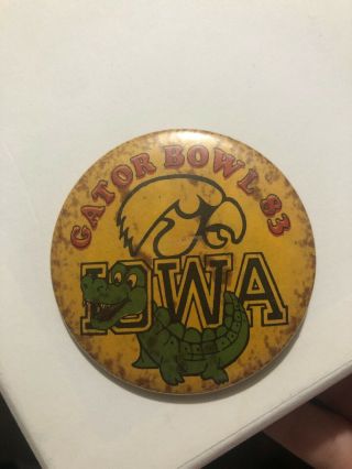 Vintage Iowa Hawkeyes Football Gator Bowl Badge Button Pin