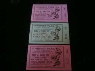3 Comiskey Park Chicago Cubs Vs White Sox Boys Welfare Fund Ticket Stubs 1951