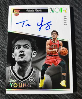2018 - 19 Noir Trae Young On - Card Rc Rookie Auto Autograph /99 Atlanta Hawks