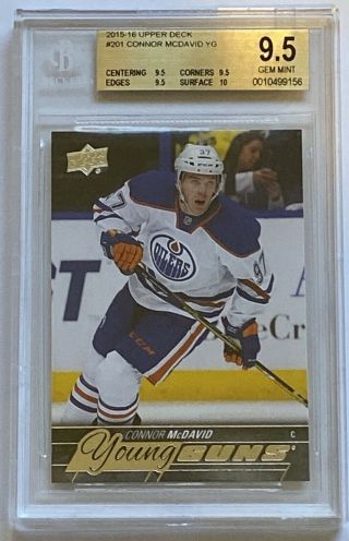 2015 - 16 Upper Deck Connor Mcdavid Young Guns Bgs 9.  5 Oilers Rc Rookie