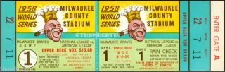 5 1958 World Series Full Tickets Milwaukee Braves Vs Ny Yankees