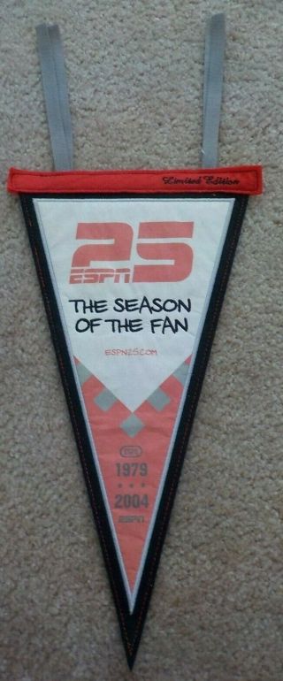 Rare 2004 Espn 25th Anniversary Pennant - Limited Edition - 1979 To 2004