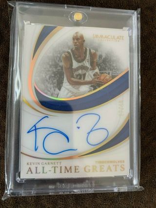 2018 - 19 Immaculate Kevin Garnett All Time Greats Auto 27/49 Timberwolves Hof 