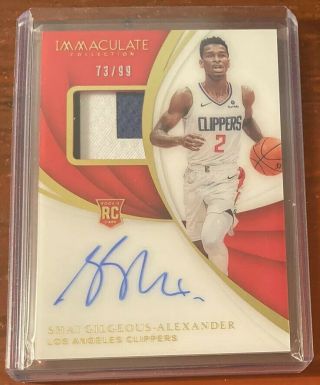 2018 - 19 Panini Immaculate Rookie Patch Auto Shai Gilgeous - Alexander /99