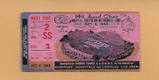 1960 Oyster Bowl Football Ticket Stub Navy Vs Smu Foreman Field Norfolk Va