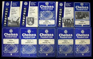 1954 - 65 Chelsea V Leicester City Football Club Soccer Programs Programme (10 Pc)