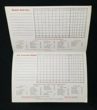 VTG Scorecard 1975 Cooperstown HOF Game Giants vs Red Sox World Series Year 2