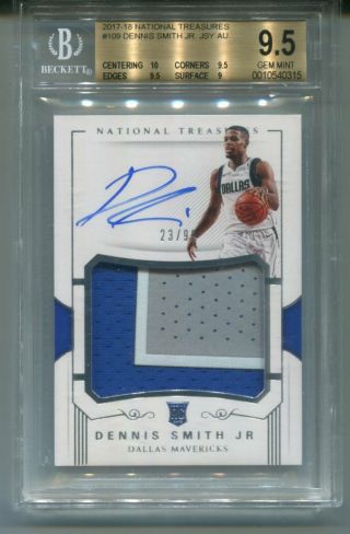 2017 - 18 National Treasures Rc 109 Dennis Smith Jr.  Auto Patch 23/99 Bgs 9.  5/9