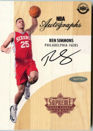 Ben Simmons 16 - 17 Upper Deck Supreme Hard Court Autograph Rookie Rc Auto W/ Box