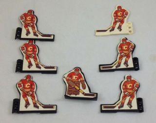 Vintage Coleco Nhl Table Top Hockey Players Calgary Flames 7 Players