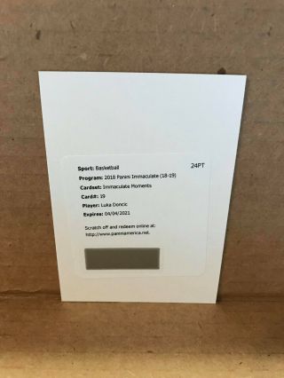 2018 19 Panini Immaculate Moments Auto Luka Doncic Redemption Unscratched /99