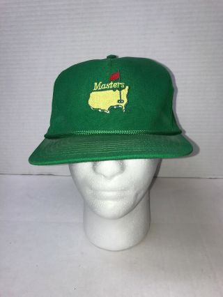 Vintage The Masters Leather Strapback Hat Cap Augusta Golf Tournament Green 90’s