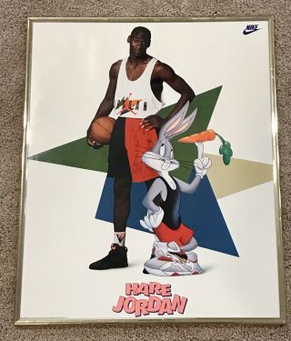 1992 Nike “hare Jordan” 16”x20” Framed Print Michael Jordan Bugs Bunny Space Jam