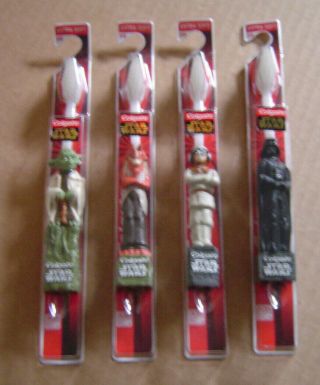 Vintage Colgate Star Wars Toothbrushes (4) Darth Vader Yoda Jar Jar Anakin
