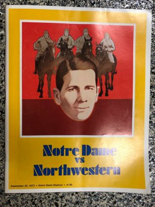 Vintage Notre Dame Vs Northwestern Football Game Program September 22,  1973
