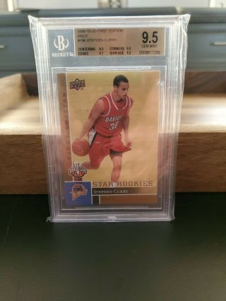 2009 - 10 Ud First Edition Stephen Curry Gold Rookie Bgs 9.  5 Quad 9.  5 Subs
