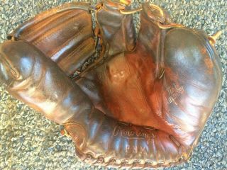 Vintage Rawlings 3 Finger Baseball Glove - Stan Musial Personal Model Good Silver