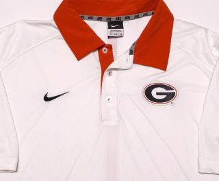 Nike Georgia Bulldogs Dri - Fit Polo Shirt White Red Xxl 2xl Perfect