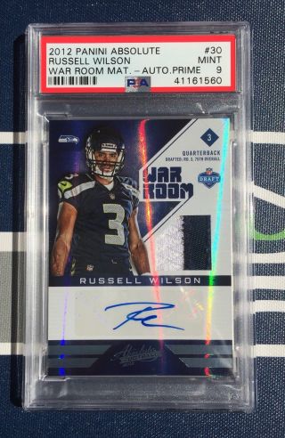 Russell Wilson 2012 Absolute War Room Prime Rookie Patch Auto Rc 12/25 Psa 9