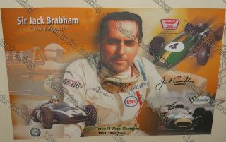 3 Time Formula 1 Grand Prix World Champion Jack Brabham Signed Poster