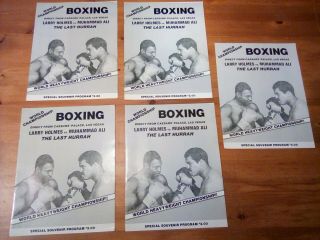5 Vintage Larry Holmes Vs Muhammad Ali Fight Boxing Programs