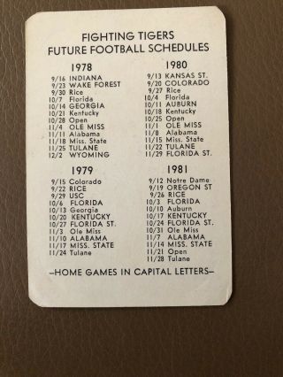 1977 - 81 LSU Louisiana State University Tigers Football Pocket Schedule 2