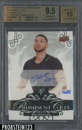 Ben Simmons 2019 Upper Deck National Prominent Cuts Signed Auto 6/15 Bgs 9.  5 10