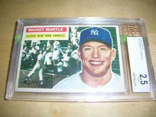 1956 Topps Mickey Mantle York Yankees 135 Baseball Card Bvg Beckett 2.  5