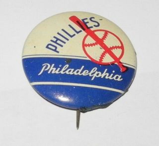 1950 American Nut Chocolate Baseball Pin Button Philadelphia Phillies Pinback