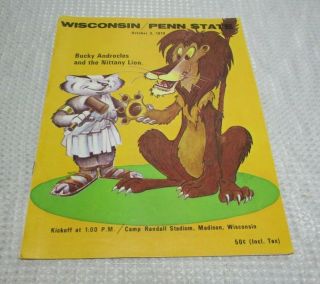 University Of Wisconsin Badgers Football Program Vs.  Penn State 10/3/1970