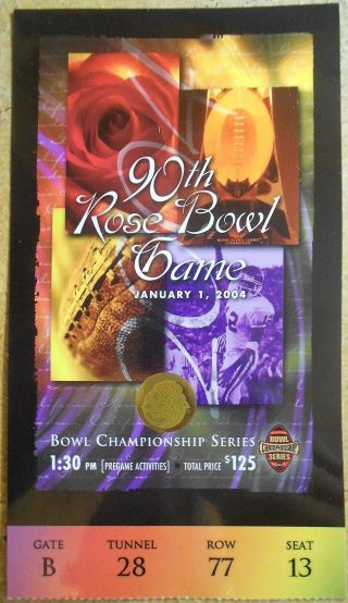 2004 Rose Bowl Ticket Stub - Usc Trojans Vs Michigan Wolverines - Ncaa Football