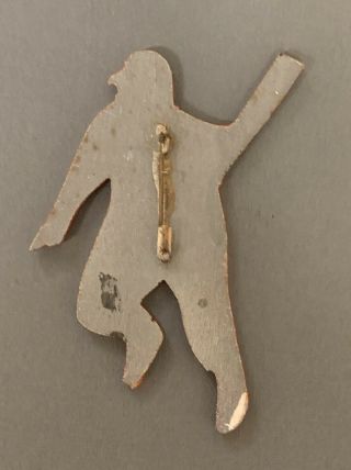 Vintage 1950’s Wood Baseball Player Pin Back 3 Inch 2