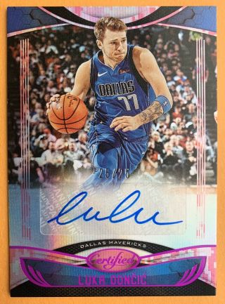 2019 - 20 Luka Doncic Certified Signatures Auto Ssp Pink Camo Parallel 25/25 1/1