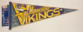 Vintage 1990s Minnesota Vikings Nfl Football Wincraft Usa Felt Pennant 12 " X29 "