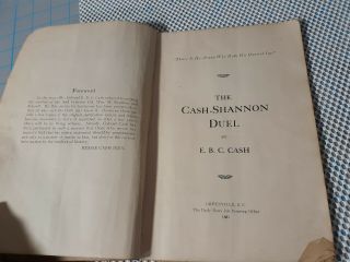 Book 1930 The Cash Shannon Duel by E.  B.  C.  Cash South Carolina’s Last Fatal Duel 3