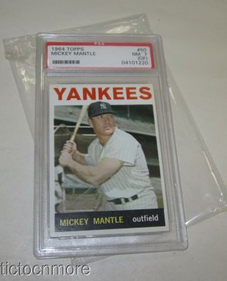 1964 Topps 50 Mickey Mantle Yankees Baseball Card Psa Graded Nm7