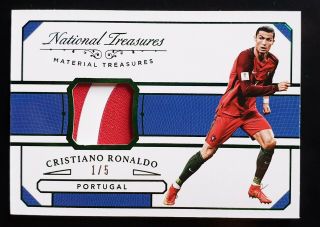 Cristiano Ronaldo Panini Soccer Card National Treasures Patch Emerald 1/5 Wow